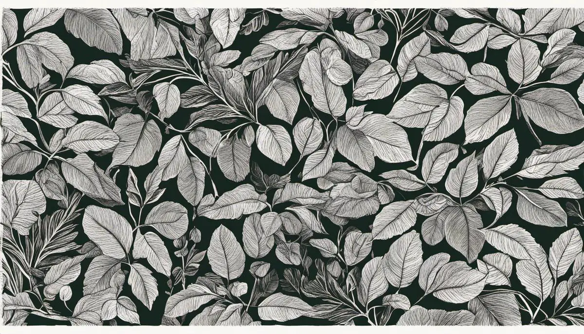 Illustration of browning potato leaves with dashes instead of spaces.